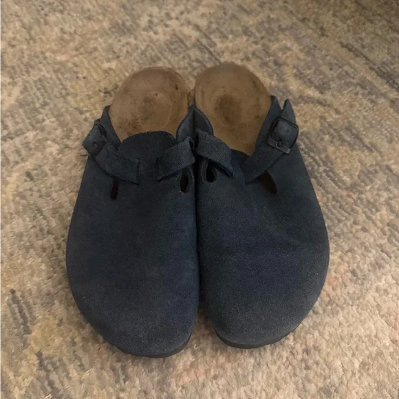 Birkenstock Boston Suede Clogs in Navy - Picture 2 of 3